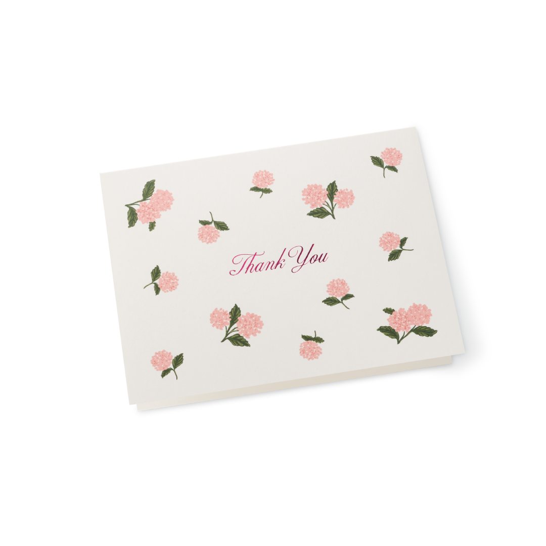 Tarjeta Pink hydrangea Thank you
