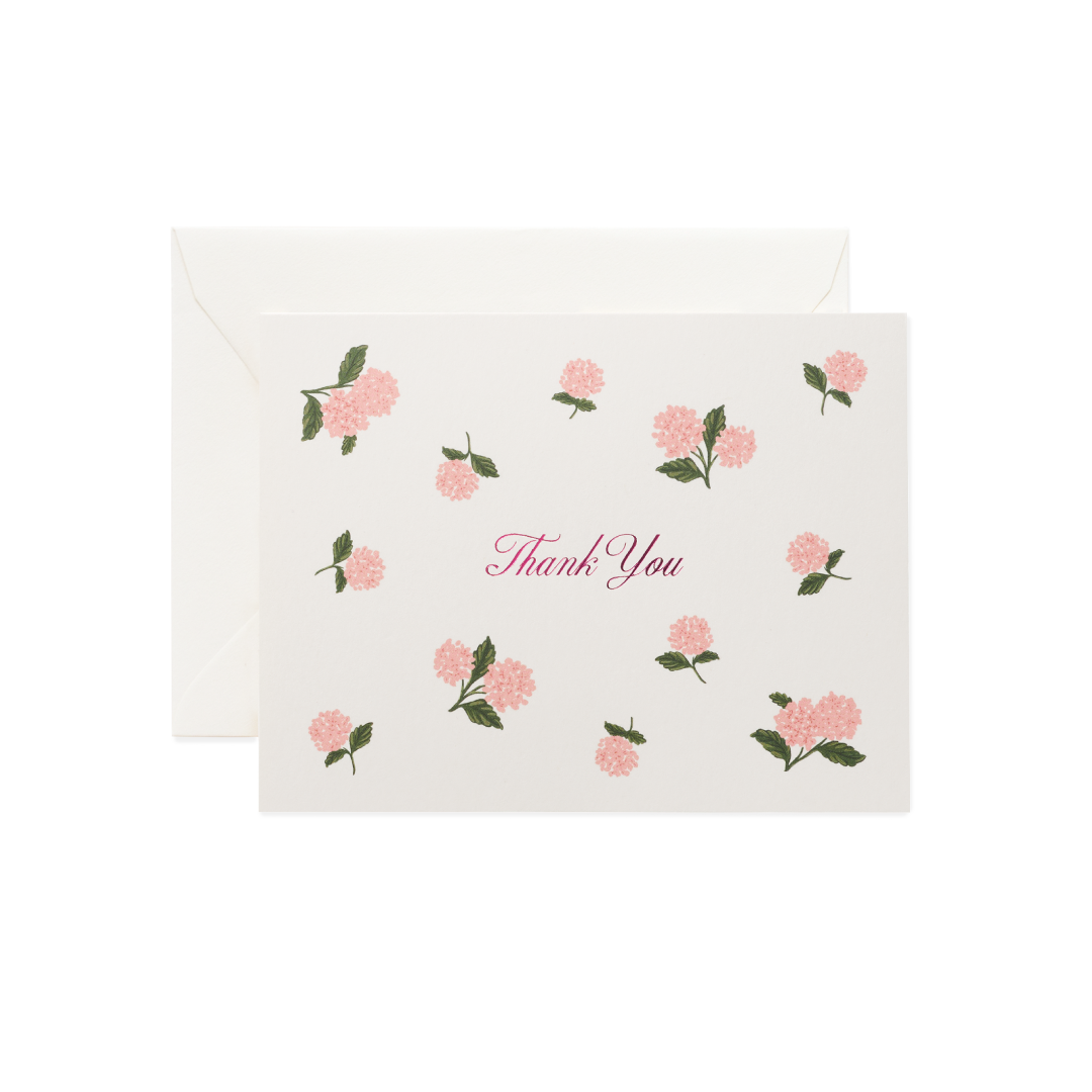 Tarjeta Pink hydrangea Thank you